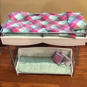 American Girl Bunk Bed and Colorful Plaid Blanket Set